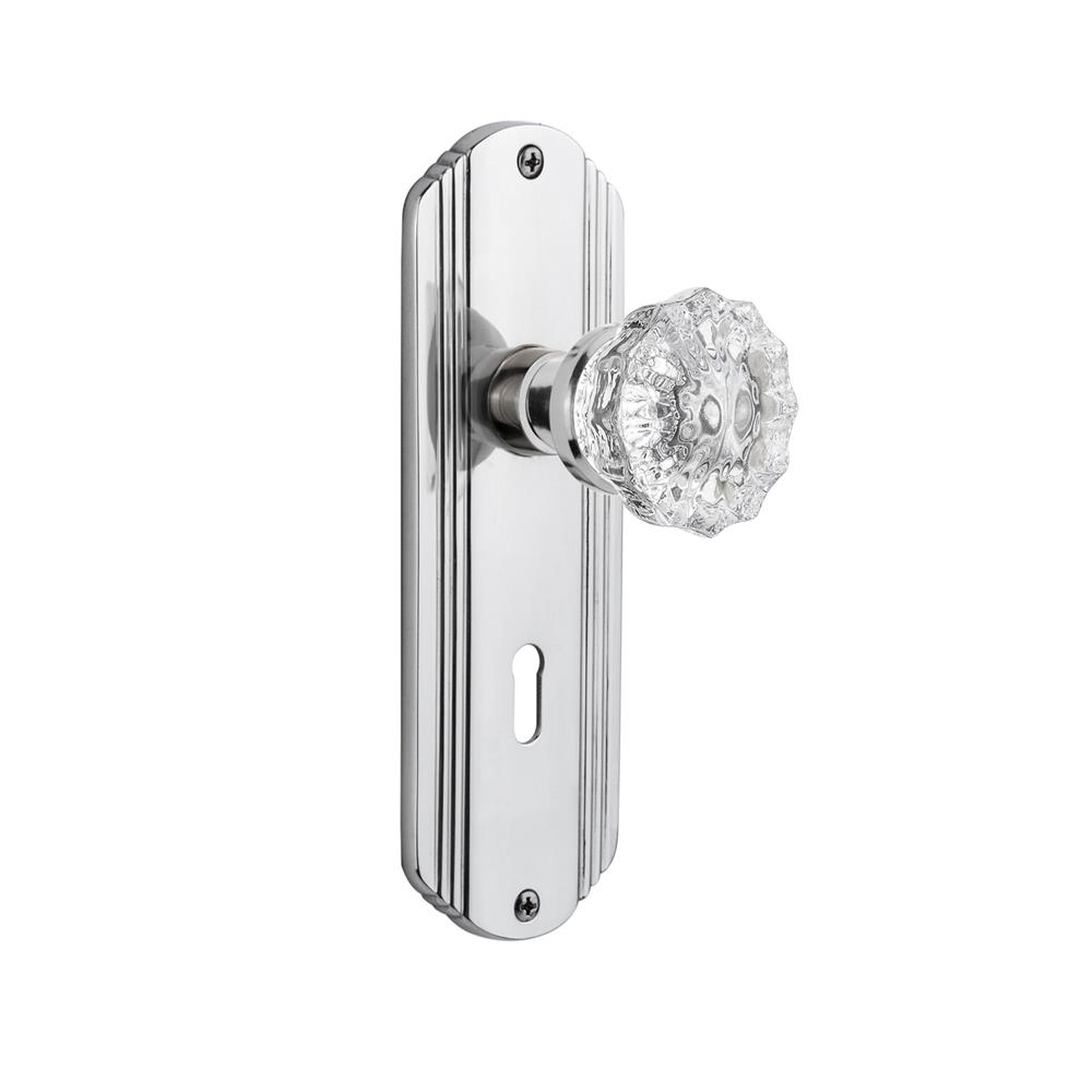 Nostalgic Warehouse DECCRY Mortise Deco Plate with Crystal Knob in Bright Chrome